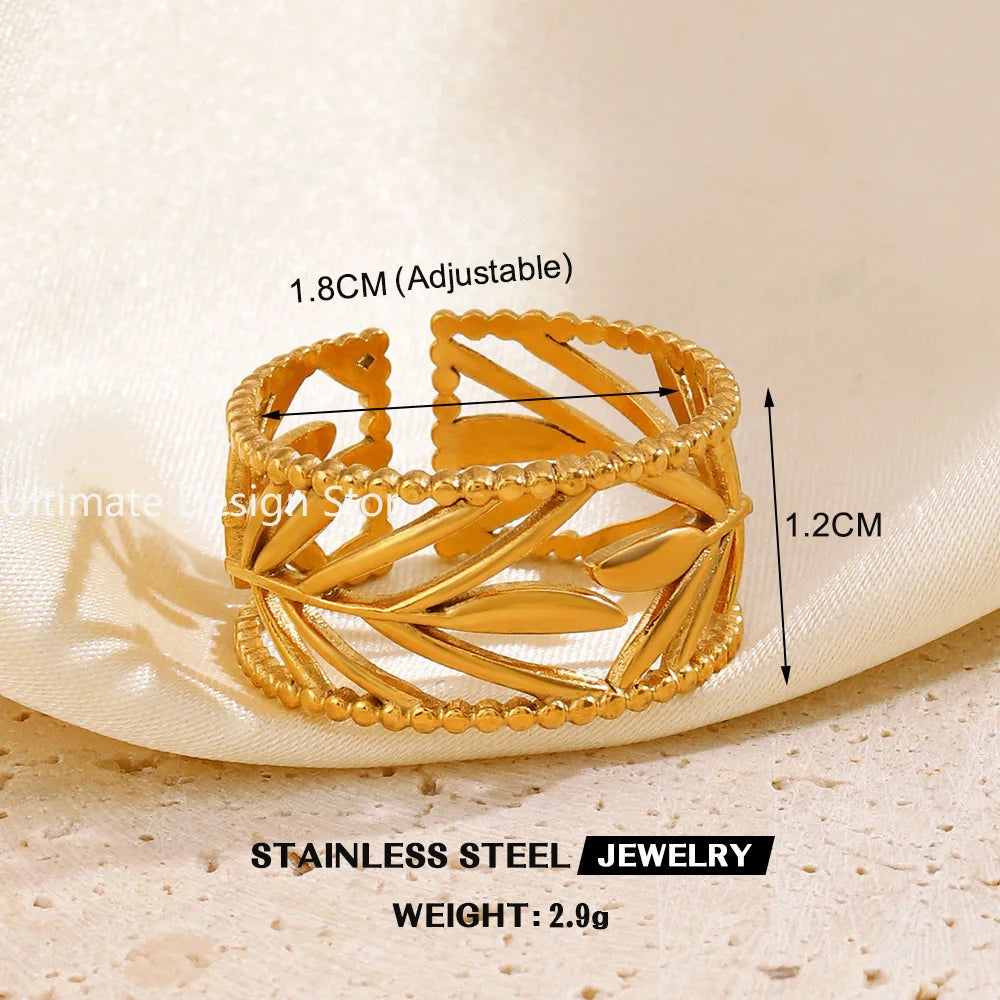 Bague cœur en acier inoxydable de couleur or Bague creuse en métal pour femmes Bijoux étanches Cadeau de petite amie Bijoux Femme Anillos