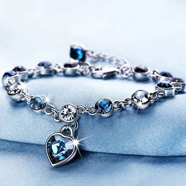 Bracelet de feuille tressée d’amour Bracelet de mariage en cristal de charme pour femmes Anniversaire Saint-Valentin Cadeau Bijoux Pulseras Mujer