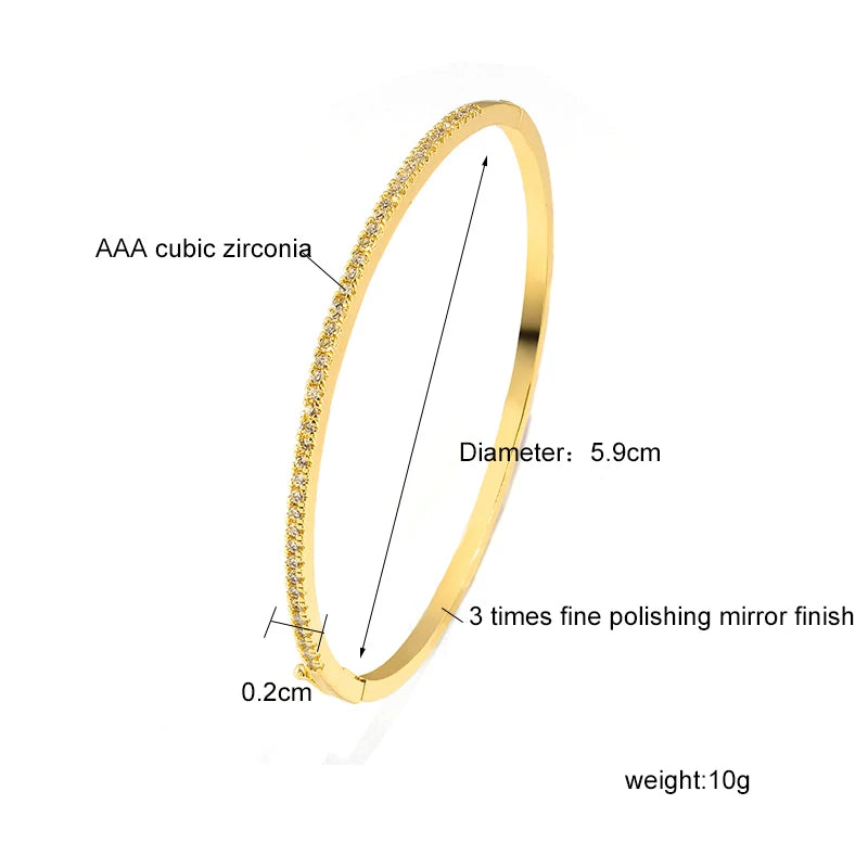 ZAKOL Simple Micro-incusté Cubic Zirconia Bangle pour Femmes Mode Géométrique CZ Bracelets Bijoux