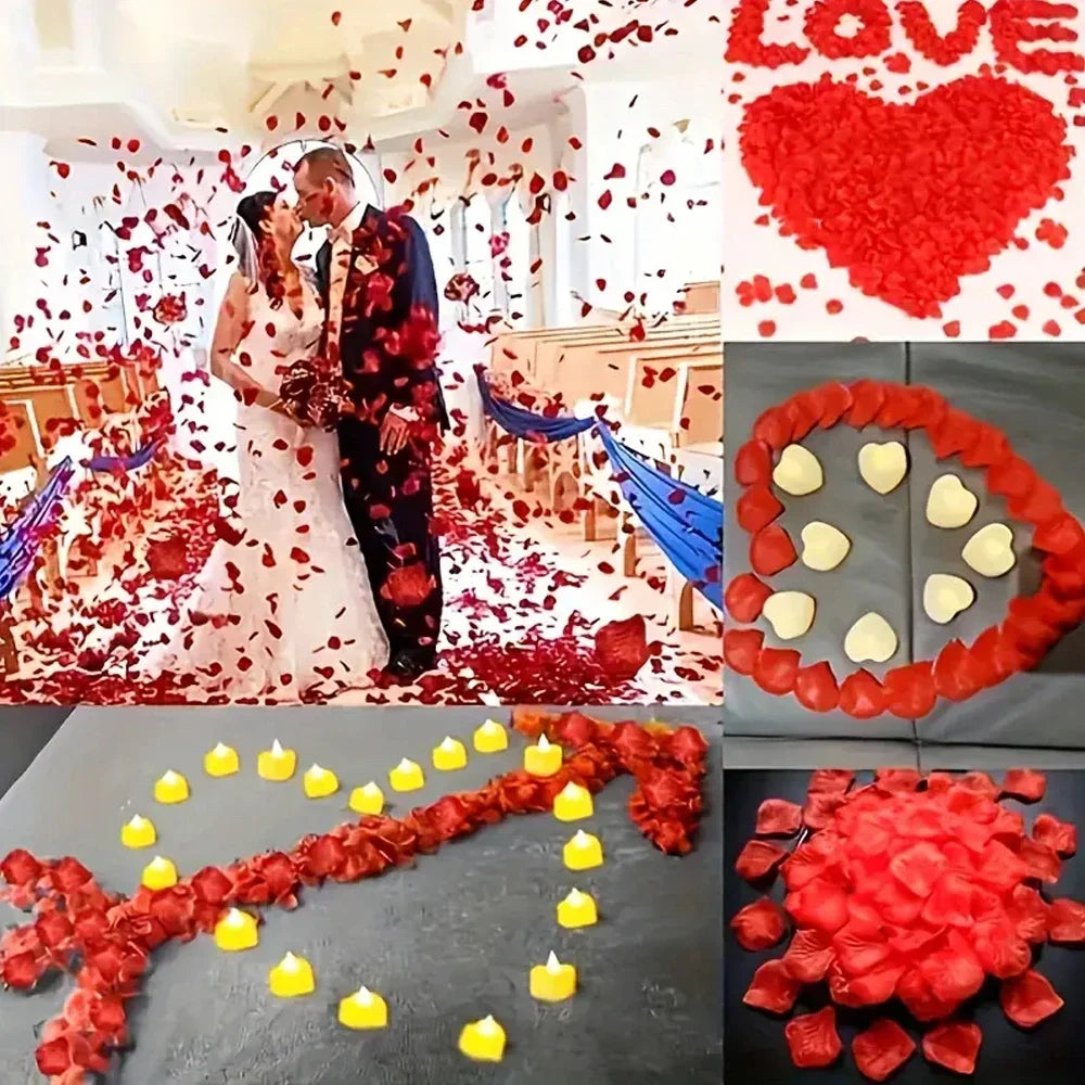 100-500Pcs Top Coloré Artificiel Faux Pétales De Rose Rouge Blanc Or Roses Pétales Fleurs Romantique Fête De Mariage Décoration De La Saint-Valentin