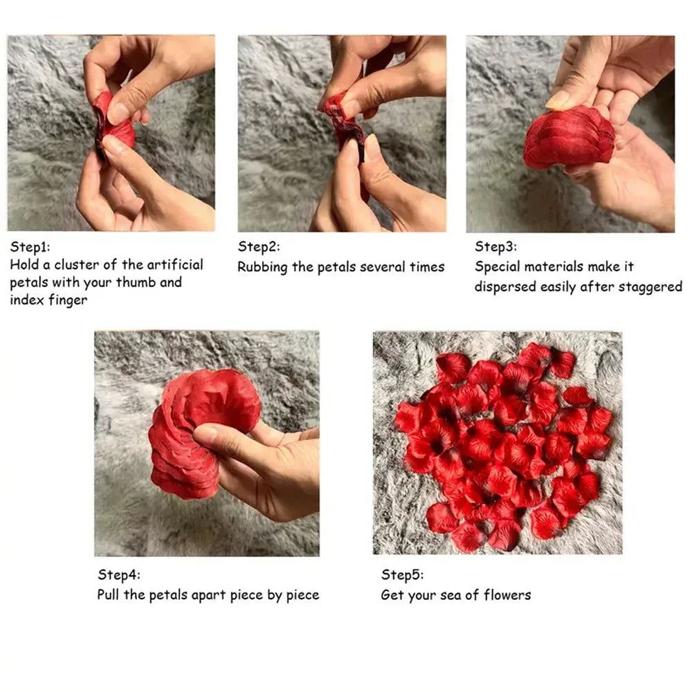 100-500Pcs Top Coloré Artificiel Faux Pétales De Rose Rouge Blanc Or Roses Pétales Fleurs Romantique Fête De Mariage Décoration De La Saint-Valentin