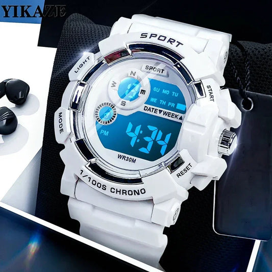 YIKAZE Mode Montres de sport Hommes Femmes Montre numérique Réveil lumineux étanche Montre-bracelet électronique pour enfants Enfants