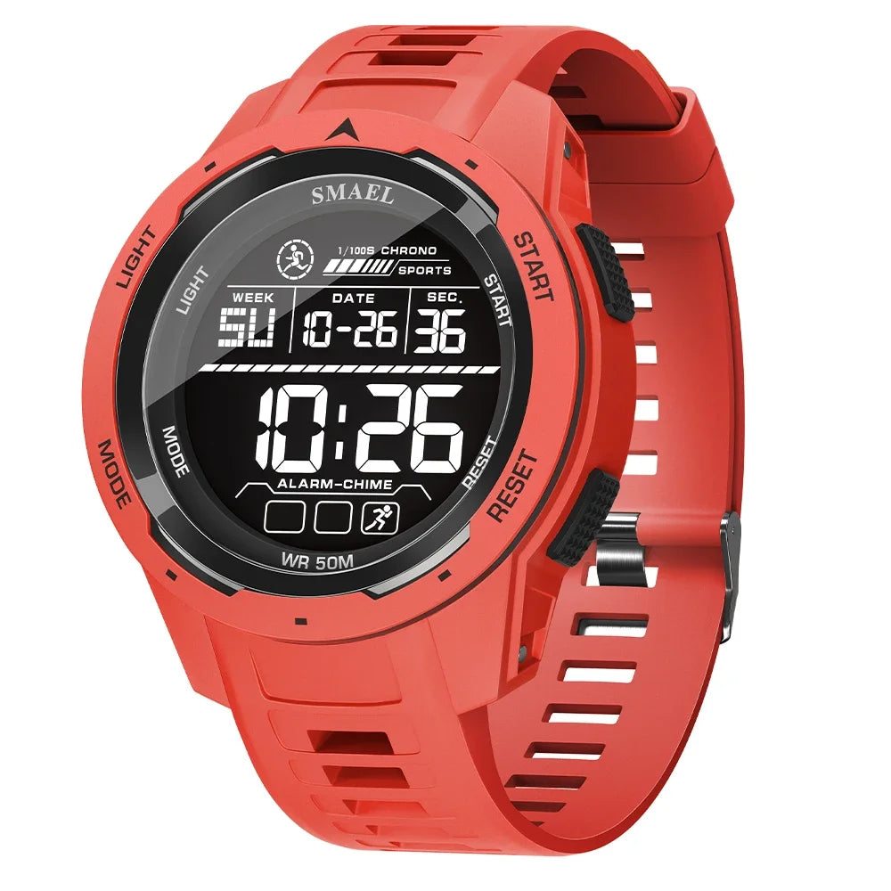SMAEL 8105 Montre pour hommes Montres numériques Sports LED Montres-bracelets pour hommes 50m Montre étanche Chronomètre à lumière numérique