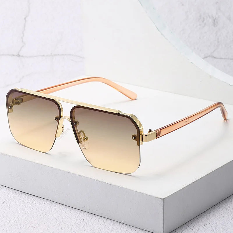 Nouvelles lunettes de soleil dégradées pour hommes Mode Métal Grande monture Lunettes de soleil Marque Design Luxe Lunette De Soleil Homme UV400 Lunettes