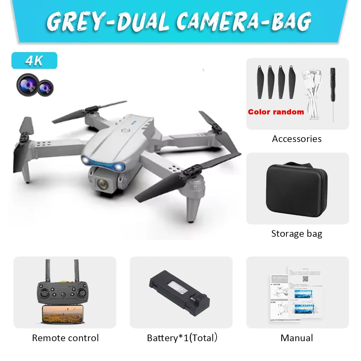 KBDFA E99Pro Drone HD Drone professionnel 4k Double caméra WIFI fpv Avion Quadcopter Évitement d’obstacles Photographie aérienne Drone