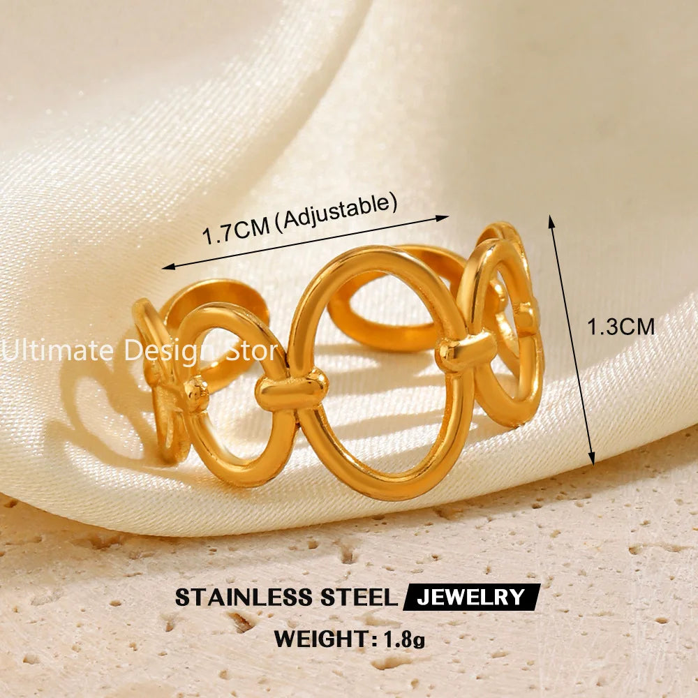 Bague cœur en acier inoxydable de couleur or Bague creuse en métal pour femmes Bijoux étanches Cadeau de petite amie Bijoux Femme Anillos
