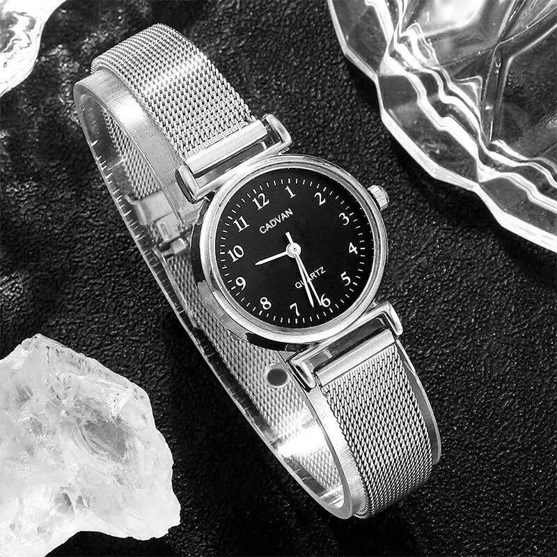 6PCS Ensemble Femmes Montres Mode Dames Quartz Montre Bracelet Ensemble Argenté Mesh Luxe Femmes Montres Robe Horloge Montre Femme