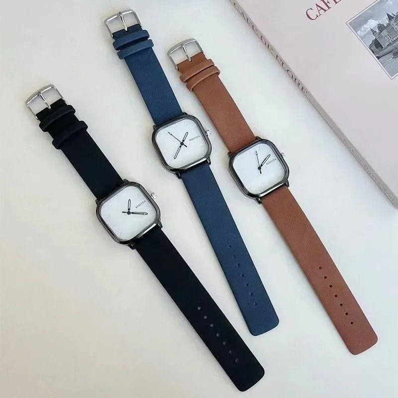 Montre de mode Simple cadran carré PU cuir Quartz Hommes Montre d’affaires Montre-bracelet Horloge Montre Homme
