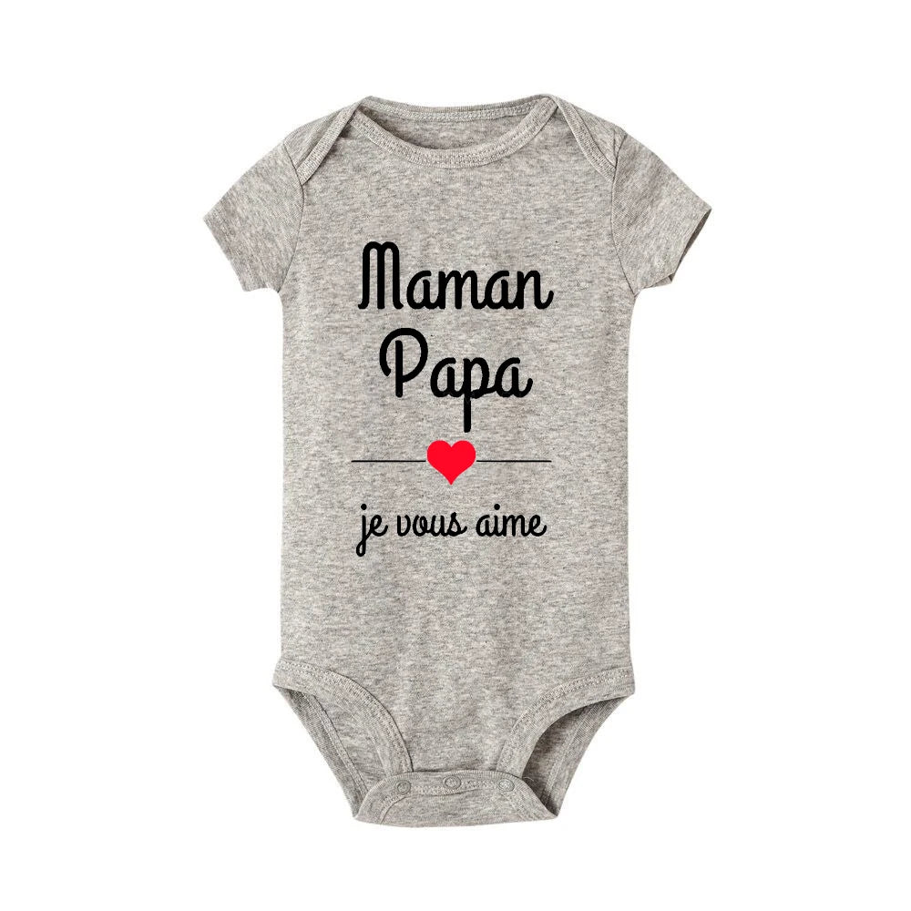 Maman Papa Je t’aime Bodys de bébé Fête des mères Tenue de bébé Fête des pères Nouveau-nés Garçons Filles Vêtements Fête des mères Cadeau de fête des pères