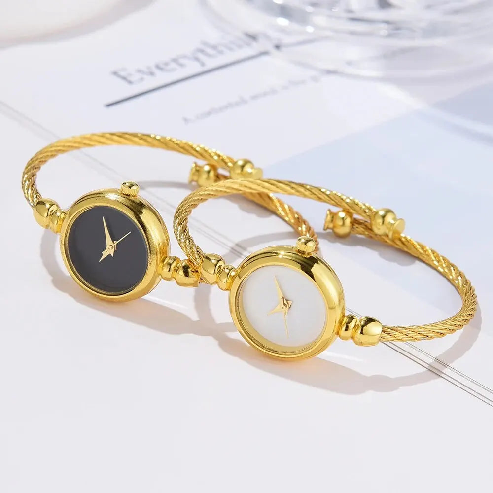 2PCS Mode Luxe Femmes Montre Or Fine Strap Dames Montre Pour Bracelet Montre Femme Femme Montre-Bracelet Femme Montre Reloj Relojes