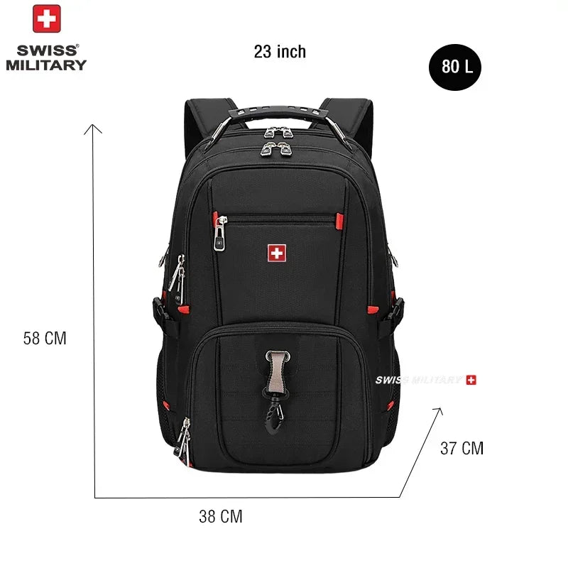 SWISS 17 » Sac à dos pour ordinateur portable Port de charge USB étanche Sac à dos multifonctionnel de style suisse Sac d’école Mochila Sac de voyage de randonnée