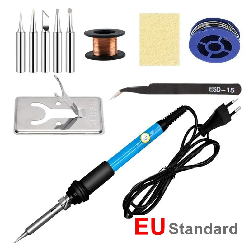 Fer à souder électrique à température réglable 220V/110V 60W Ensemble de fer à souder électrique Outil de réparation de soudure