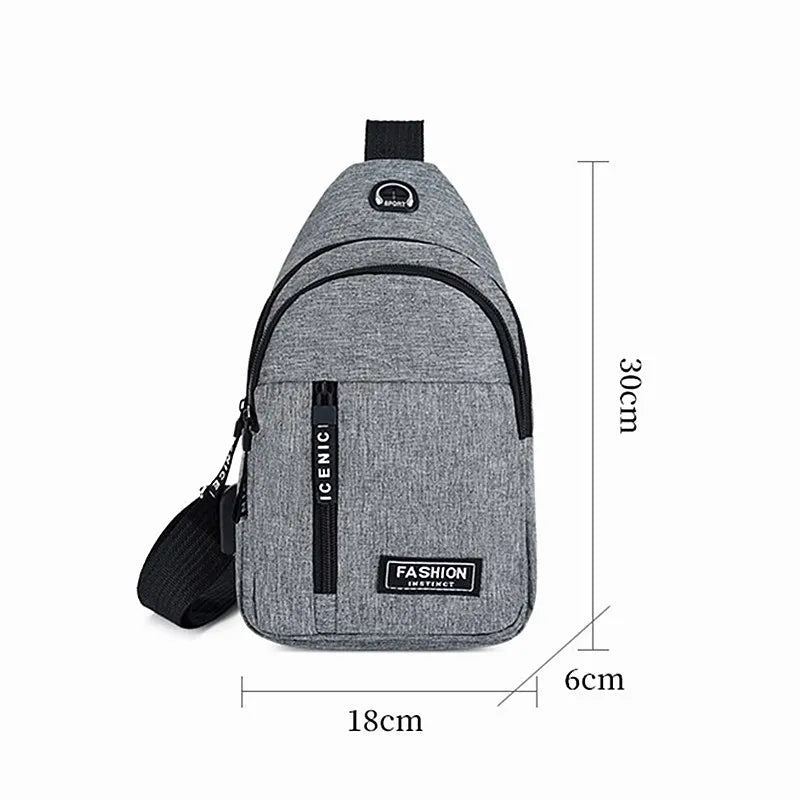 Sac pour homme Couleur unie Sac de poitrine pour hommes Extérieur Décontracté à la mode Petit sac à main en toile Zipper Messenger Sacs de mode