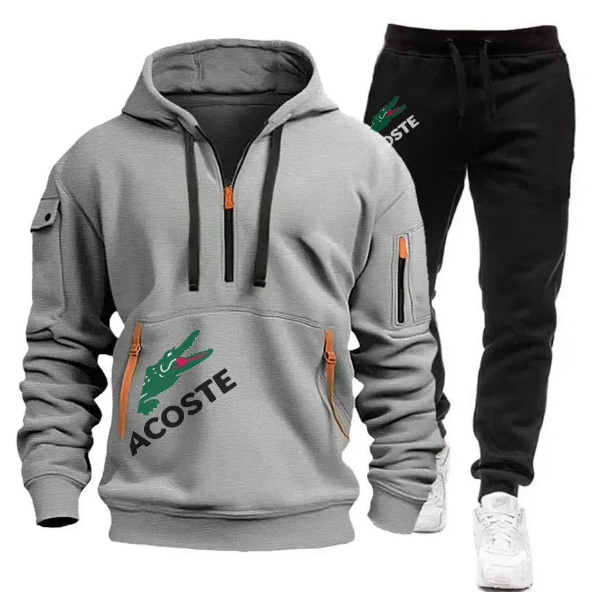 2024 Ensemble de sport de mode Sweat à capuche pour hommes Vêtements de sport de fitness Ensemble chaud Vêtements de course lente Ensemble de sports d’hiver