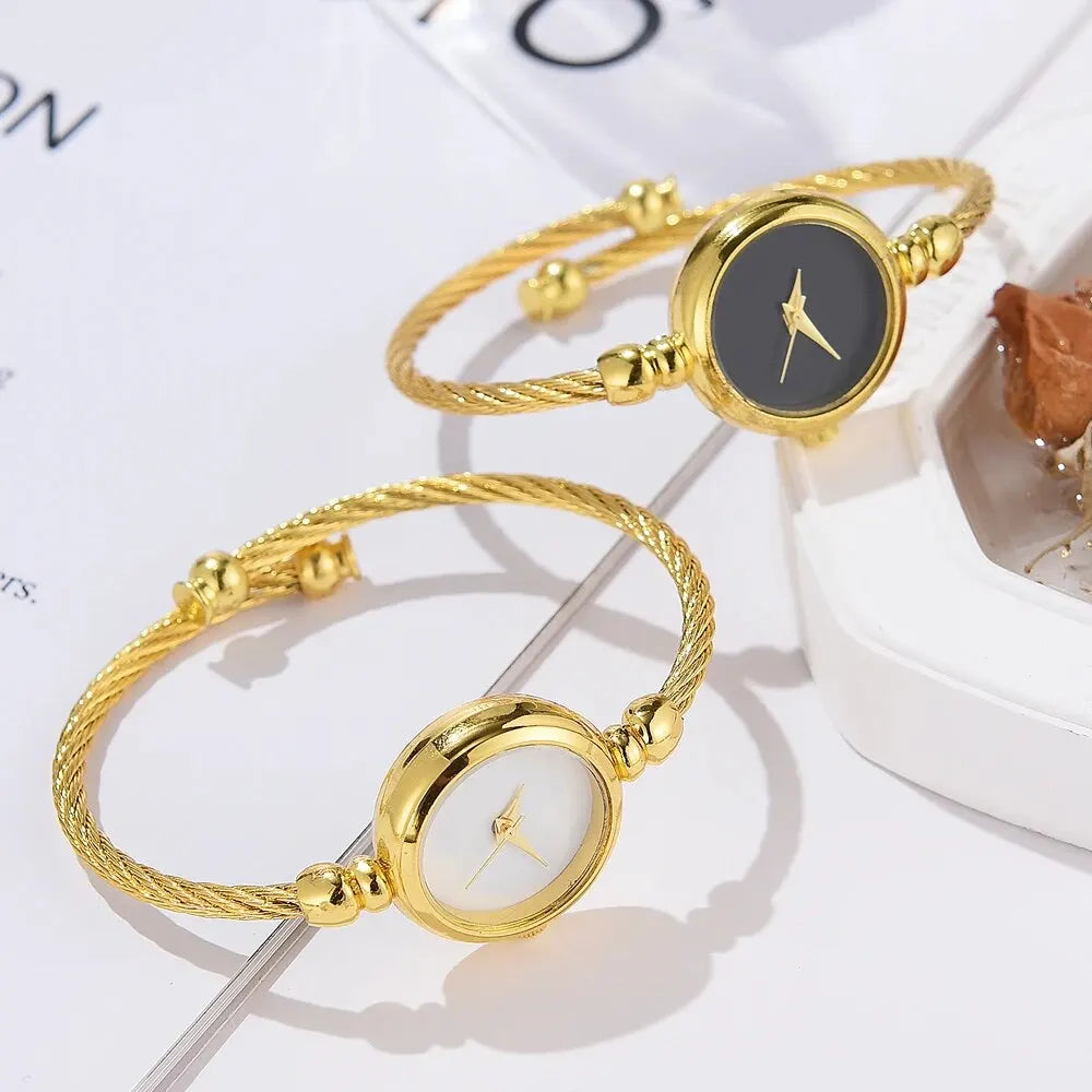 2PCS Mode Luxe Femmes Montre Or Fine Strap Dames Montre Pour Bracelet Montre Femme Femme Montre-Bracelet Femme Montre Reloj Relojes