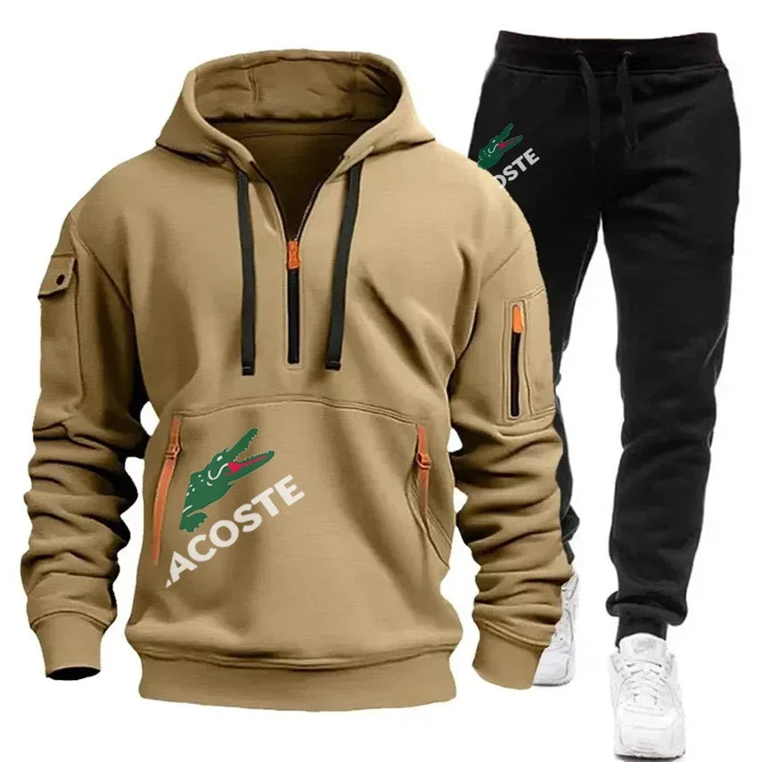 2024 Ensemble de sport de mode Sweat à capuche pour hommes Vêtements de sport de fitness Ensemble chaud Vêtements de course lente Ensemble de sports d’hiver