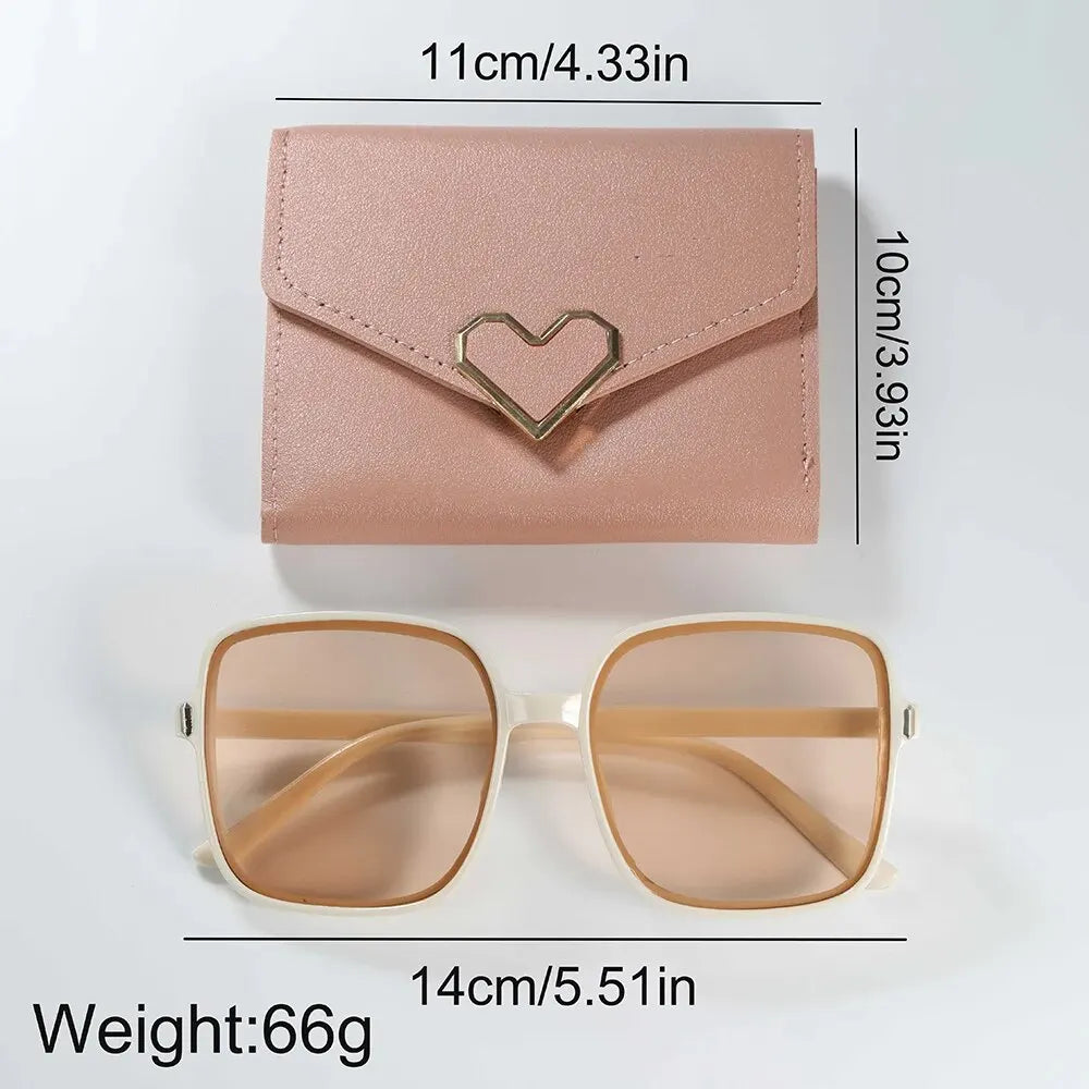 3PCS Ensemble Femmes Casual Montres En Cuir Quartz Montres-Bracelets Et Dames Coeur Bow Portefeuille Lunettes Lunettes De Soleil Horloge Montre Femme