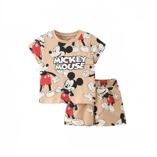 Dessin animé d’été T-shirt Shorts Enfants Ensemble Coton Tees Pantalons Loisirs Garçons et Filles Bébés Vêtements Casual 2pcs