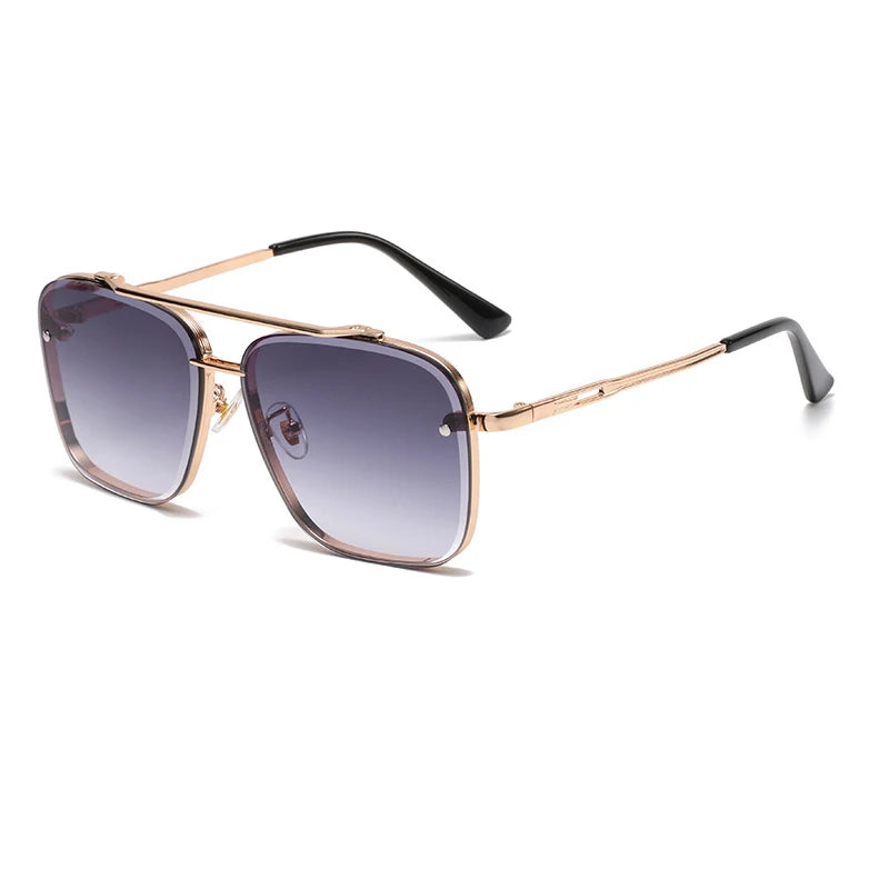 Nouvelles lunettes de soleil dégradées pour hommes Mode Métal Grand cadre Lunettes de soleil Marque Design Luxe Lunette De Soleil Homme