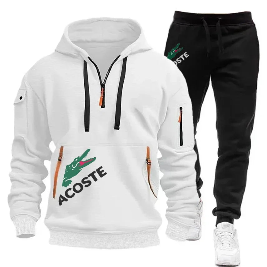 2024 Ensemble de sport de mode Sweat à capuche pour hommes Vêtements de sport de fitness Ensemble chaud Vêtements de course lente Ensemble de sports d’hiver