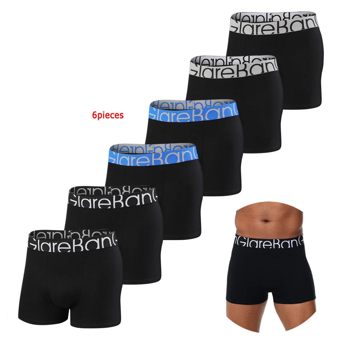 6pcs pack Black Boxer Shorts Hommes Sous-vêtements Doux Respirant Homme Sous-vêtements pour Hommes Homme Boxershorts Slips 2024 Culottes