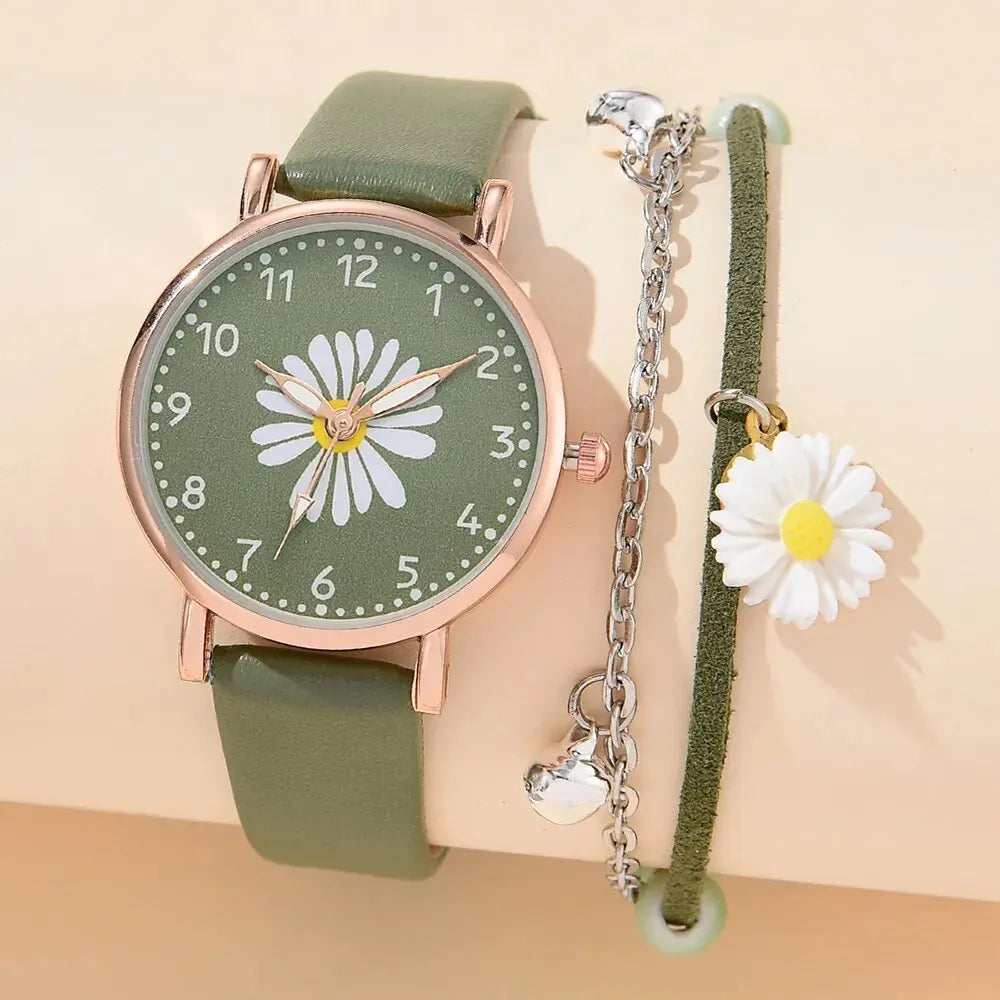 2025 Nouvelle montre pour femmes Robe romantique Bracelet Montre-bracelet Mode Dames Cuir Quartz Montre Horloge Femmes Montre Femme