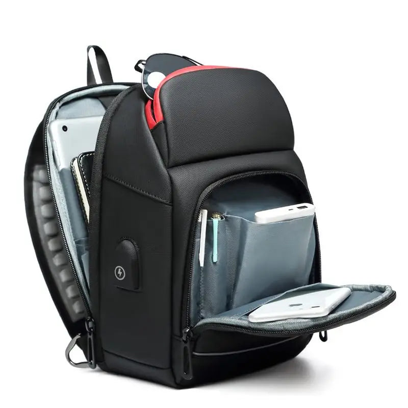 EURCOOL Sac à bandoulière multifonction Hommes Sacs à bandoulière d’affaires USB Charge Design Sac de poitrine Sac étanches