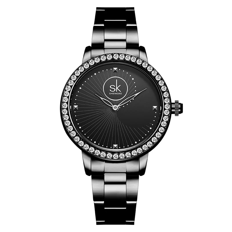 Shengke montre en or Rose femmes montres à Quartz haut pour femme marque cristal de luxe femme montre-bracelet SK fille horloge Relogio Feminino