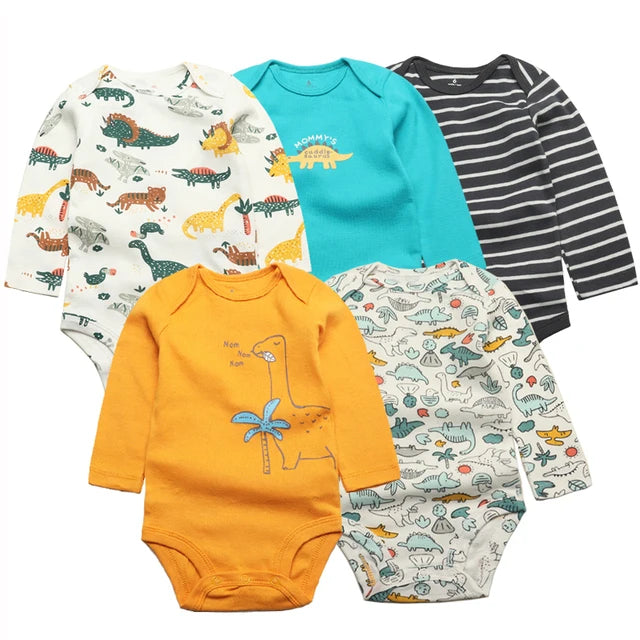 Bodys pour bébé garçon 5 pièces Ensemble de vêtements pour nouveau-nés Vêtements pour tout-petits Vêtements pour bébés pour filles 100 % coton Doux pour bébé Nouveau dessin animé Bebe Combinaisons