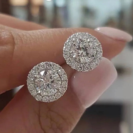 2025 Nouvelle couleur argent Coréen Zircon Cercle Stud Boucles d’oreilles pour femmes idéal pour offrir en Cadeau  E232