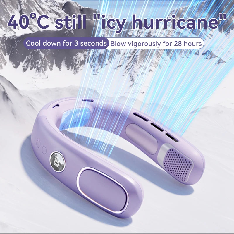 Ventilateur de cou suspendu Mini 2026, ventilateur de cou portable sans pales, rafraîchisseur d'air, affichage numérique, climatiseur