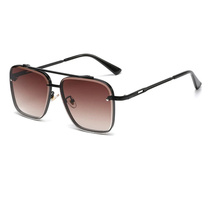 Nouvelles lunettes de soleil dégradées pour hommes Mode Métal Grand cadre Lunettes de soleil Marque Design Luxe Lunette De Soleil Homme