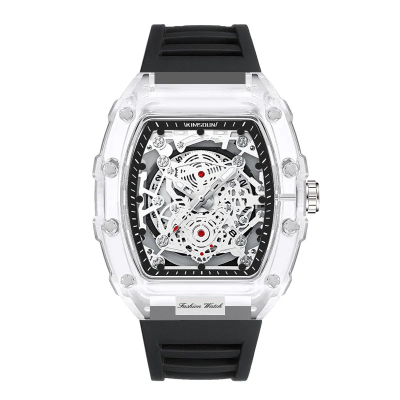 UTHAI BK134 Montre à quartz transparente personnalisée en baril creux décontracté mode sports calendrier étanche