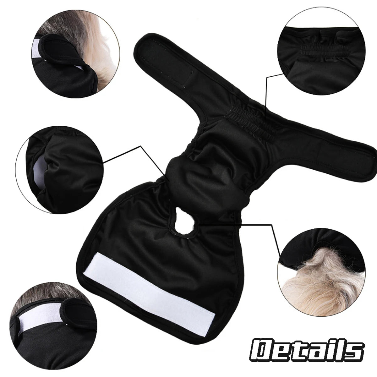3pcs Couches pour chiens femelles lavables pour petits chiens moyens Pantalon physiologique réglable pour animaux de compagnie Ensembles de couches réutilisables étanches pour animaux de compagnie