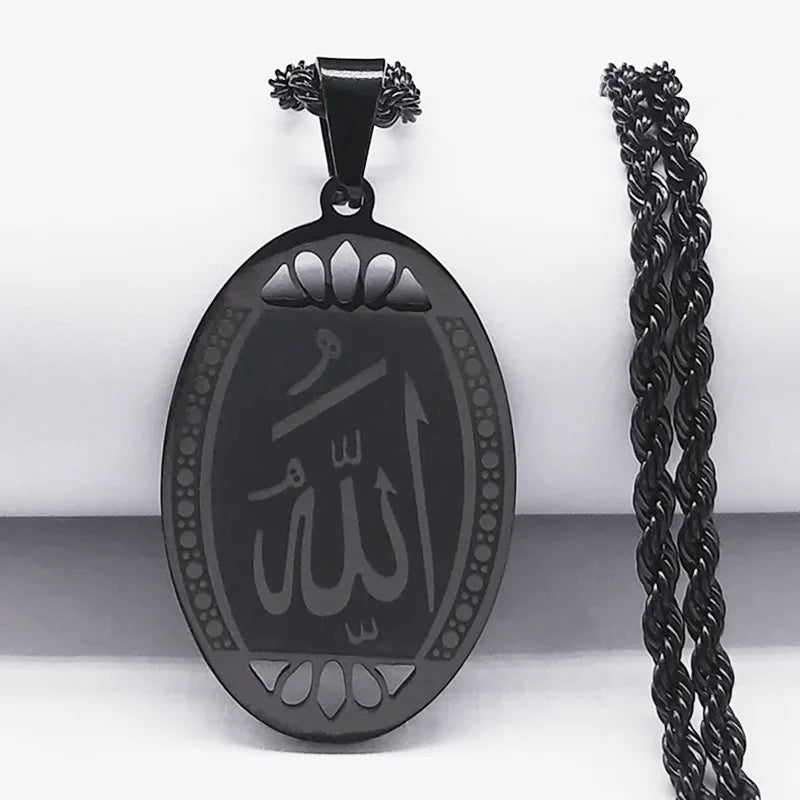 Journal islamique musulman Allah Chaîne de collier en acier inoxydable pour hommes Femmes Arabe Or Couleur Islam Bijoux collier homme N1208