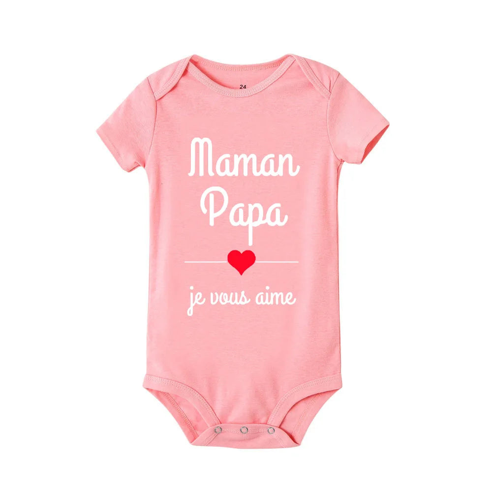 Maman Papa Je t’aime Bodys de bébé Fête des mères Tenue de bébé Fête des pères Nouveau-nés Garçons Filles Vêtements Fête des mères Cadeau de fête des pères