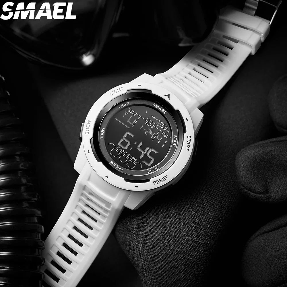 SMAEL 8105 Montre pour hommes Montres numériques Sports LED Montres-bracelets pour hommes 50m Montre étanche Chronomètre à lumière numérique