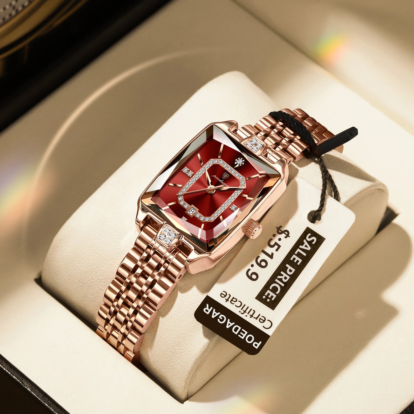 POEDAGAR Top Elegant Femmes Montre-Bracelet Imperméable Date Dames Montre En Acier Inoxydable Rectangle Quartz Montres Pour Femmes