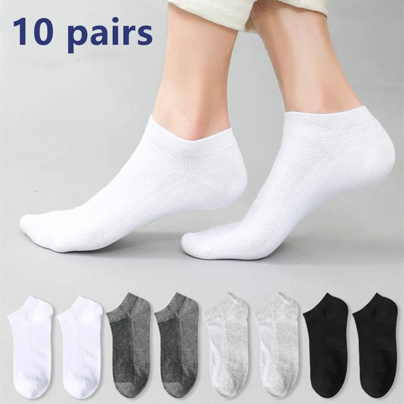 20/10/6/5/4/3/1pairs Chaussettes de cheville confortables respirantes en coton de mode pour hommes, chaussettes d’été pour hommes