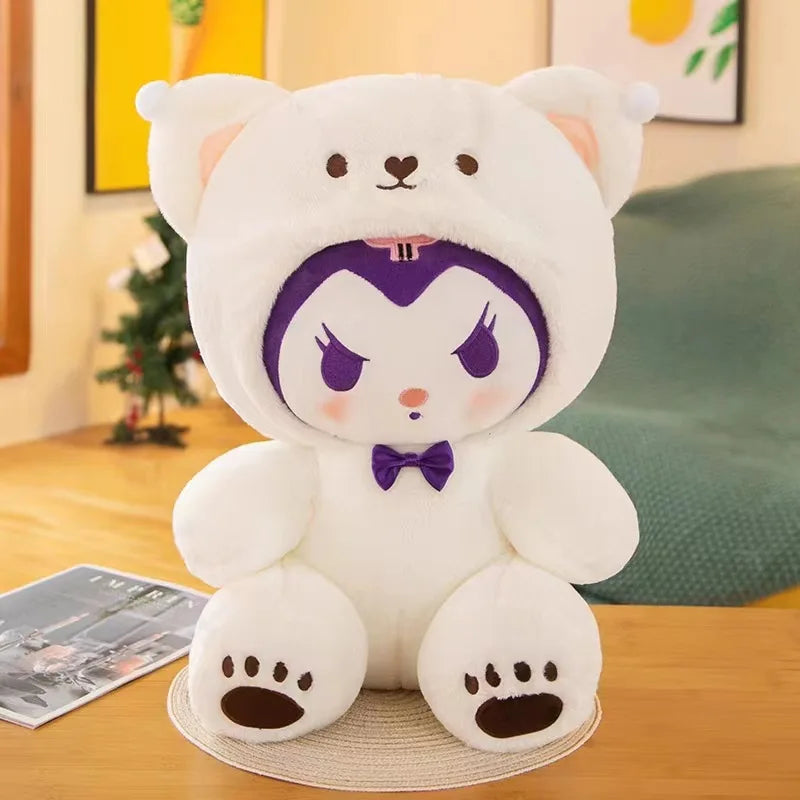 Kawaii Sanrio Peluches Jouet Hello Kitty Cinnamonroll Pochacco Kuromi Poupée en peluche Cos Ours Jouets mignons pour enfants