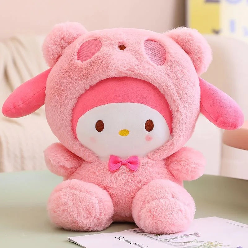 Kawaii Sanrio Peluches Jouet Hello Kitty Cinnamonroll Pochacco Kuromi Poupée en peluche Cos Ours Jouets mignons pour enfants