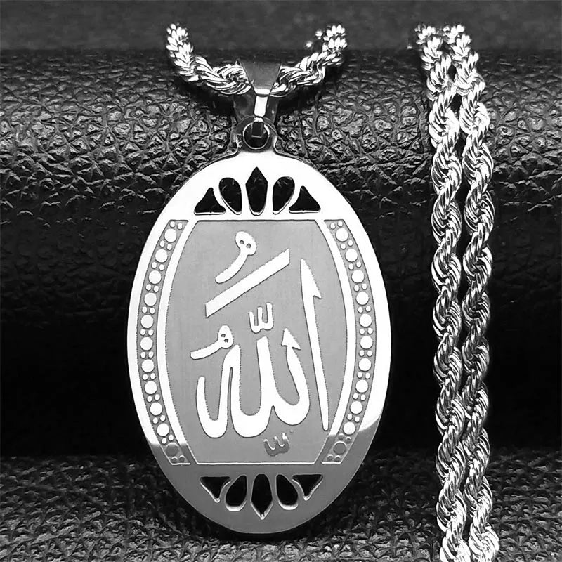 Journal islamique musulman Allah Chaîne de collier en acier inoxydable pour hommes Femmes Arabe Or Couleur Islam Bijoux collier homme N1208