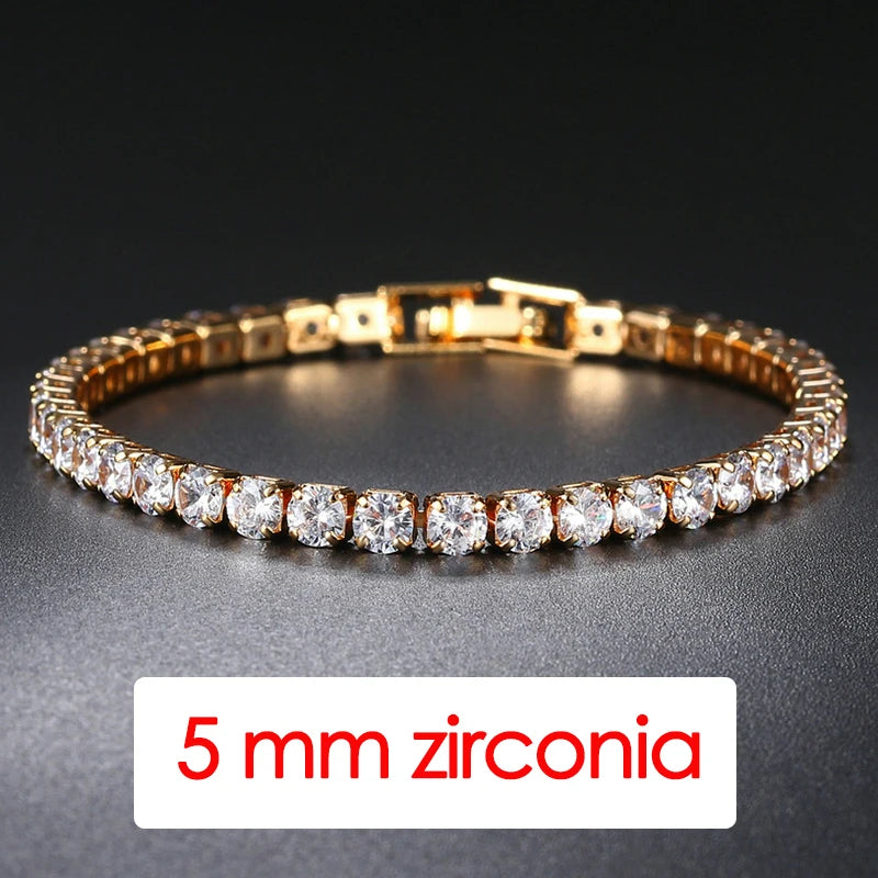 Hip Hop Iced Out 3/4/5mm Crystal Tennis Bracelet pour Hommes Trendy Punk Zirconia homme Chain on The Hand Streetwear Jewelry