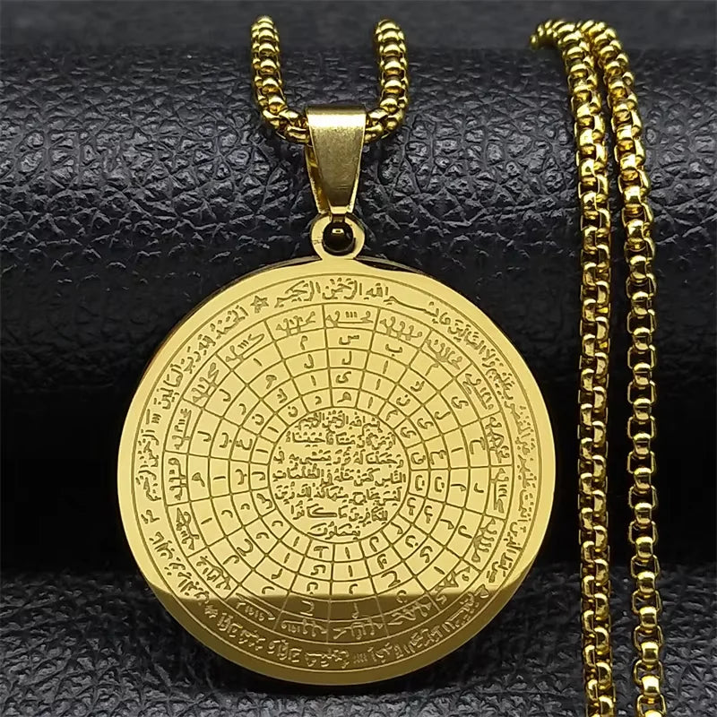 Journal islamique musulman Allah Chaîne de collier en acier inoxydable pour hommes Femmes Arabe Or Couleur Islam Bijoux collier homme N1208