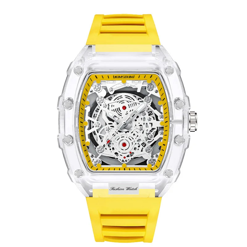 UTHAI BK134 Montre à quartz transparente personnalisée en baril creux décontracté mode sports calendrier étanche