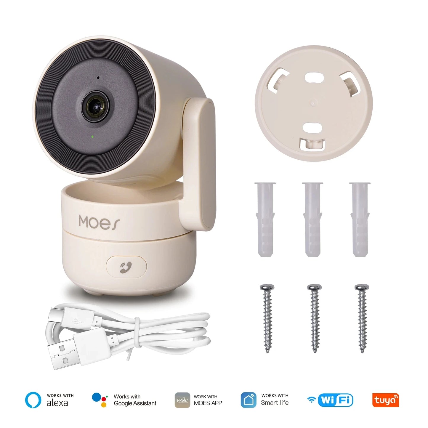 Caméra de sécurité intelligente panoramique/inclination intérieure HD Vision nocturne infrarouge Moniteur de détection de son de mouvement