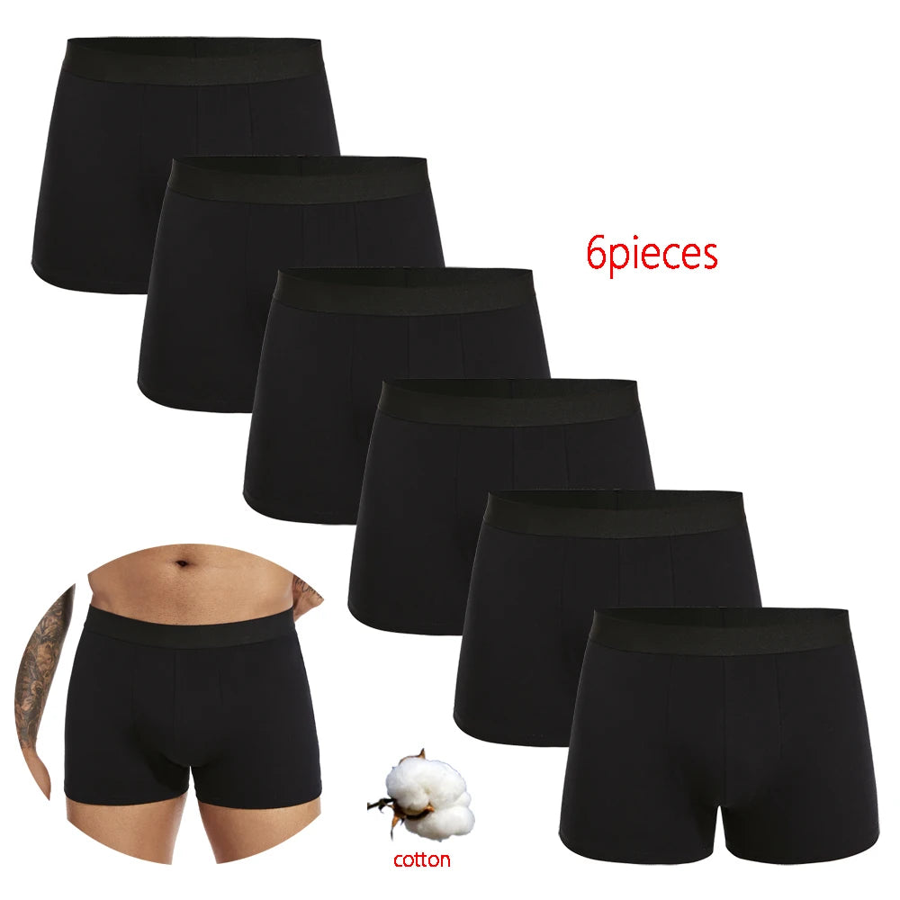 6pcs pack Black Boxer Shorts Hommes Sous-vêtements Doux Respirant Homme Sous-vêtements pour Hommes Homme Boxershorts Slips 2024 Culottes