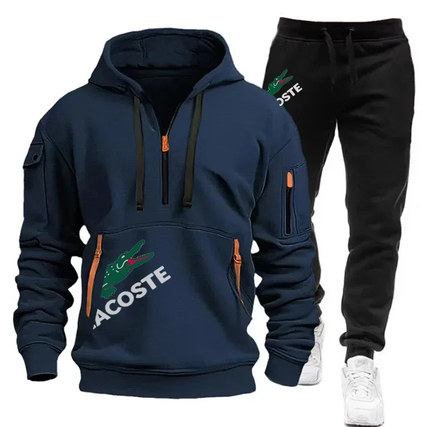 2024 Ensemble de sport de mode Sweat à capuche pour hommes Vêtements de sport de fitness Ensemble chaud Vêtements de course lente Ensemble de sports d’hiver
