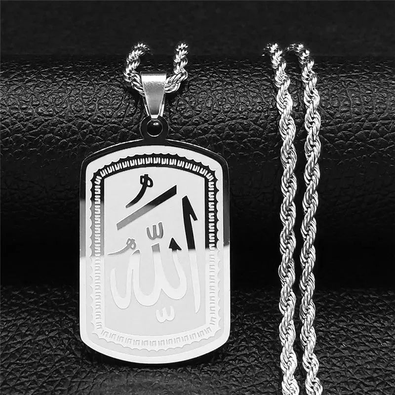 Journal islamique musulman Allah Chaîne de collier en acier inoxydable pour hommes Femmes Arabe Or Couleur Islam Bijoux collier homme N1208