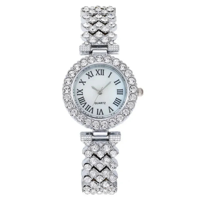 6pcs Ensemble de montres Ensemble de luxe Strass Femmes Mode Élégant Montre-bracelet Quartz Montre Pour Fille Dames Horloge Montre Femme